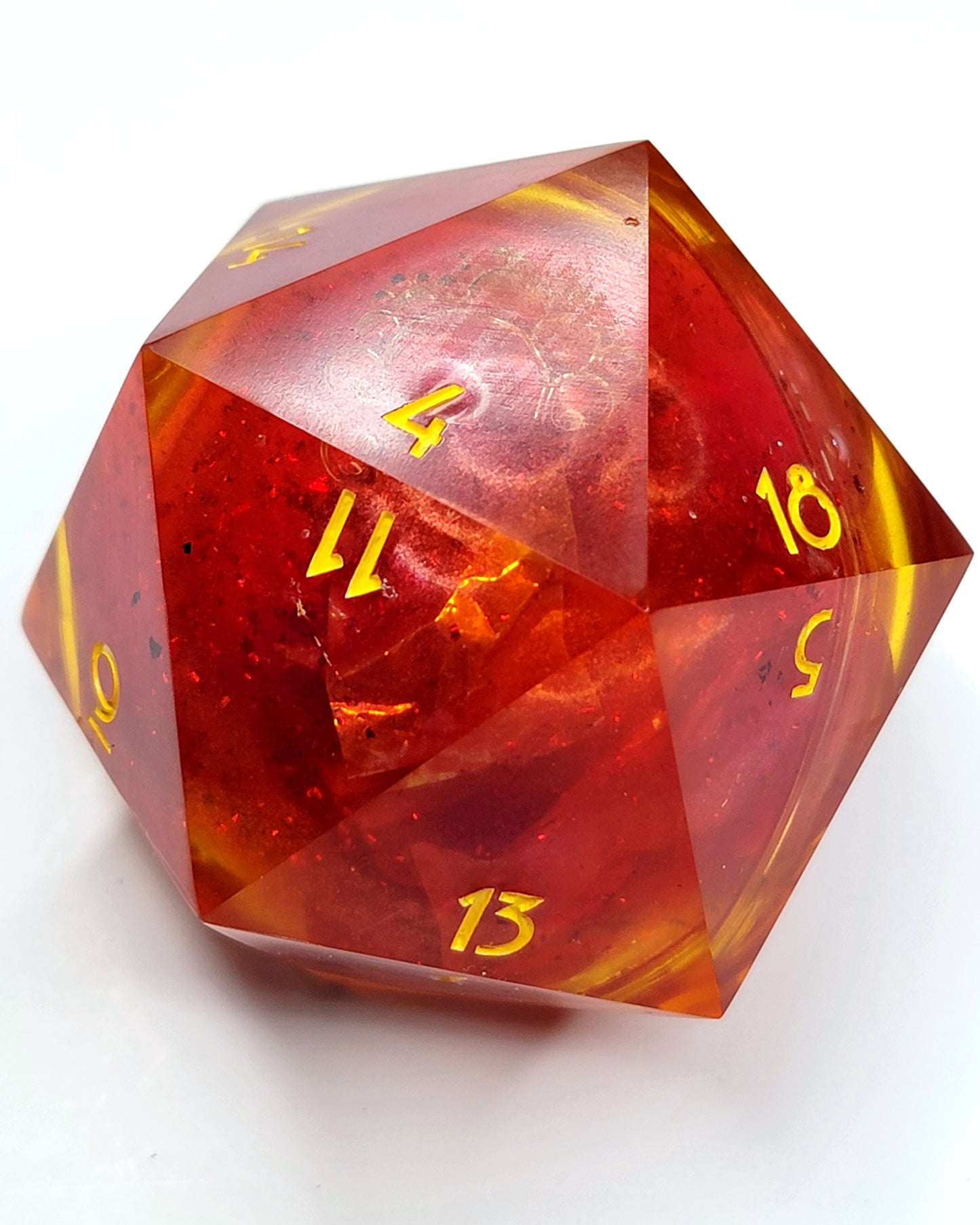 Liquid Core Fire Ball 60mm - Chonk D20 | Handcrafted Dungeons and Dragons Dice