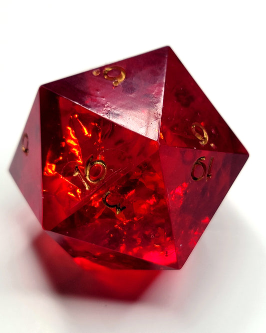 Blood Ruby 40mm Chonk -1 D20 | Handmade Dice | Hand Crafted Dungeons and Dragons Dice