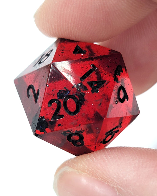 Infernal -1 D20 | Handmade Dice | Hand Crafted Dungeons and Dragons Dice