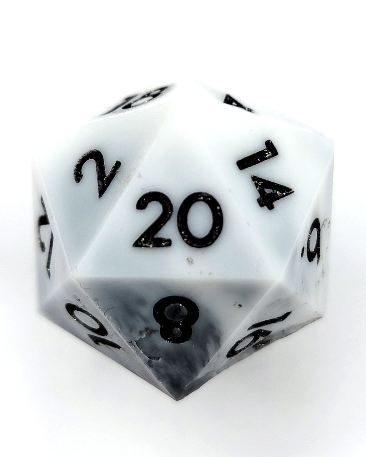 Marble -1 D20 | Handmade Dice | Hand Crafted Dungeons and Dragons Dice