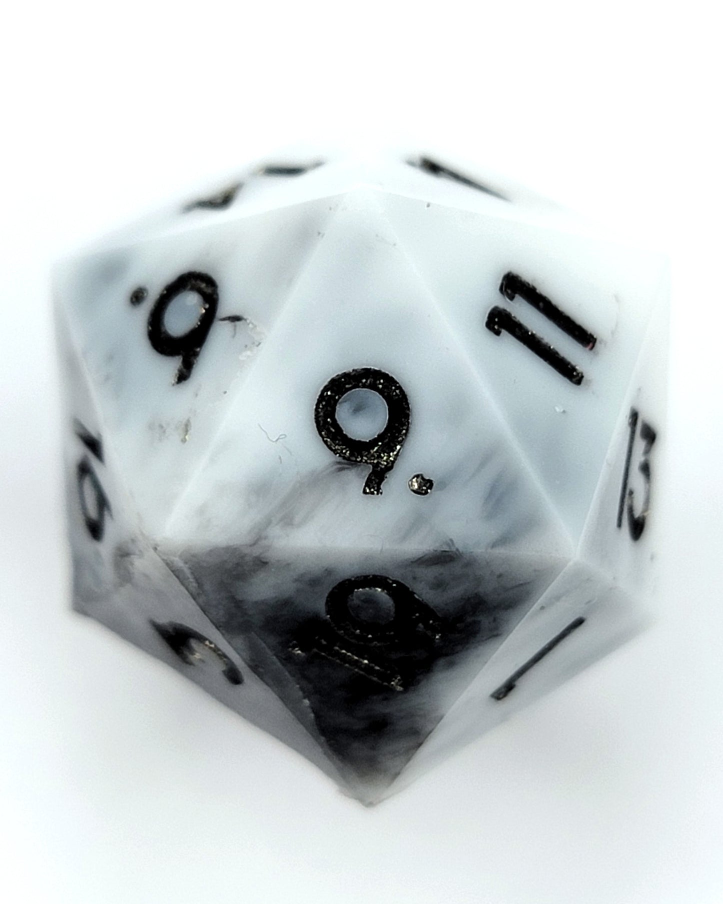 Marble -1 D20 | Handmade Dice | Hand Crafted Dungeons and Dragons Dice