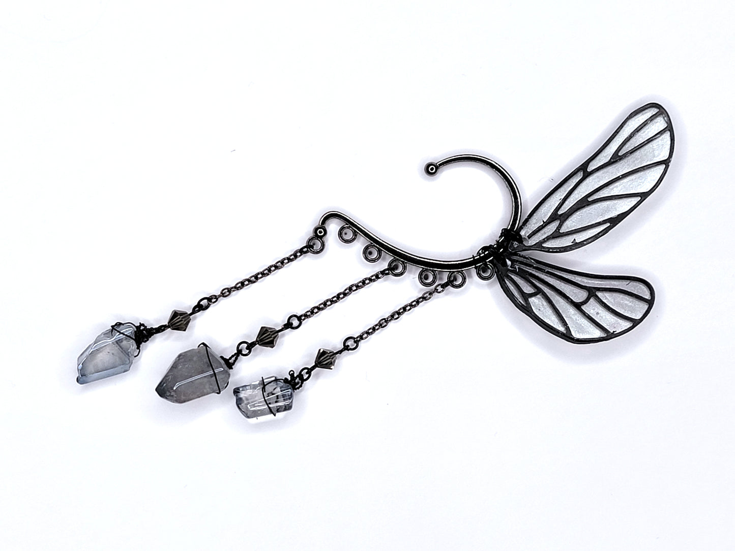 Gray Fairy Wing - Ear Cuff | Handmade Dice Jewelry