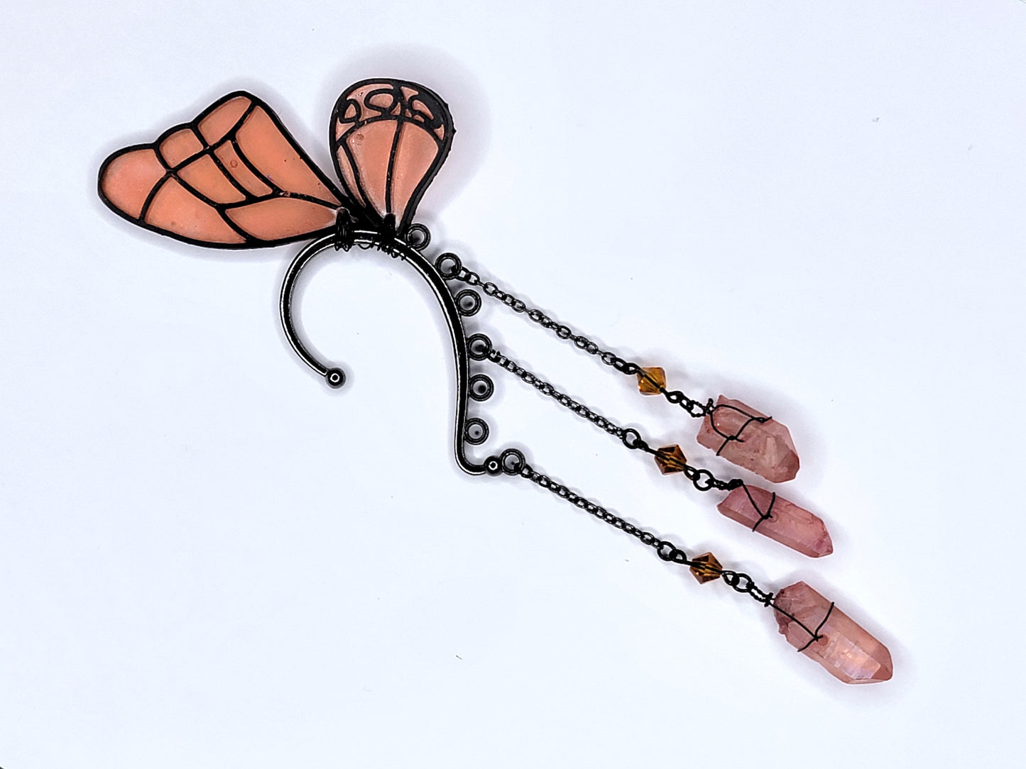 Orange Fairy Wing - Ear Cuff | Handmade Dice Jewelry
