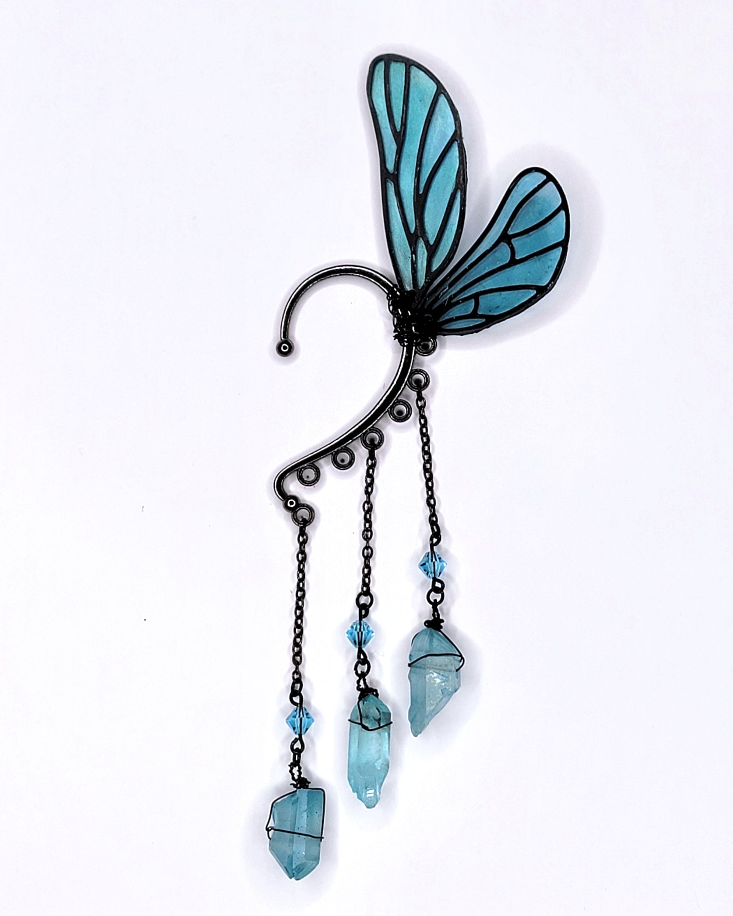 Blue Fairy Wing - Ear Cuff | Handmade Dice Jewelry