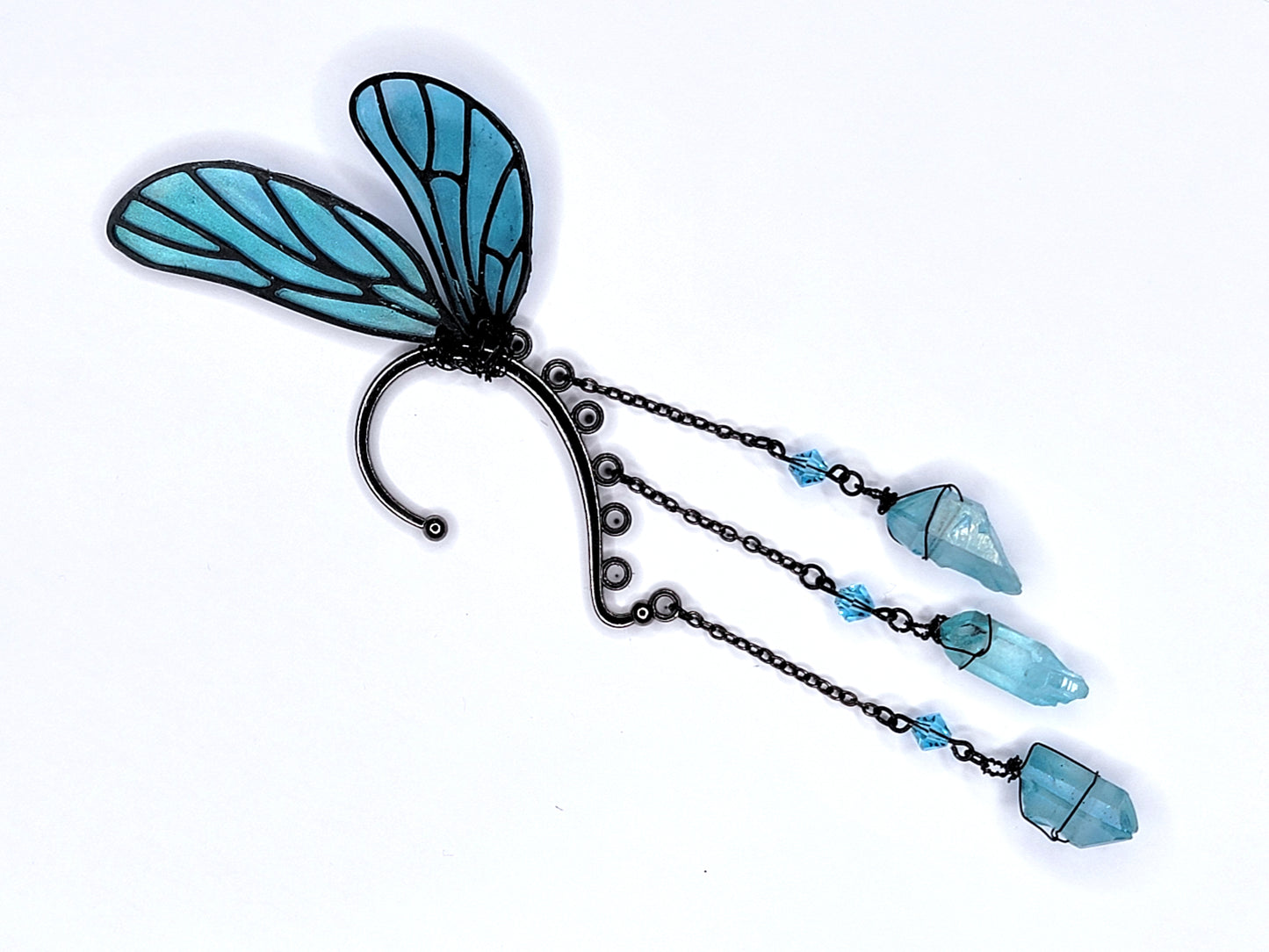 Blue Fairy Wing - Ear Cuff | Handmade Dice Jewelry