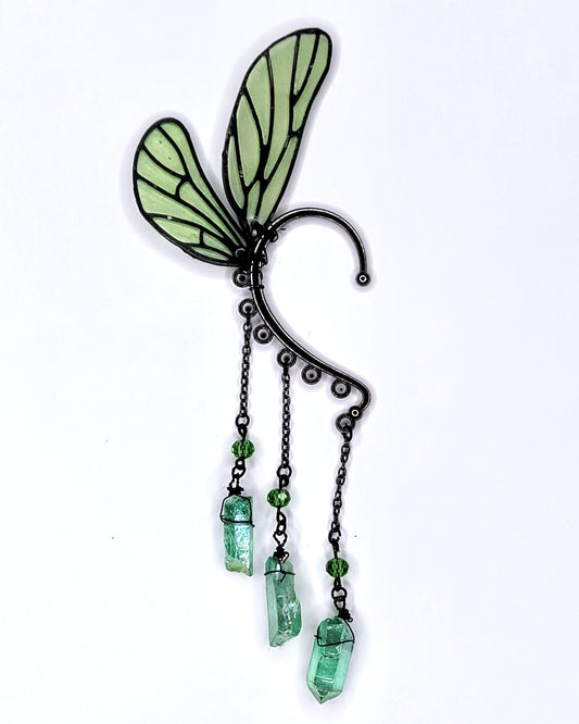 Green Fairy Wing - Ear Cuff | Handmade Dice Jewelry