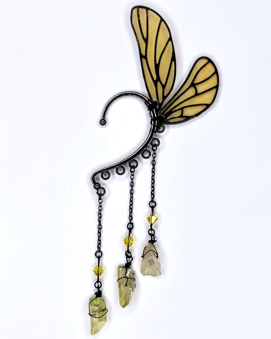 Yellow Fairy Wing - Ear Cuff | Handmade Dice Jewelry