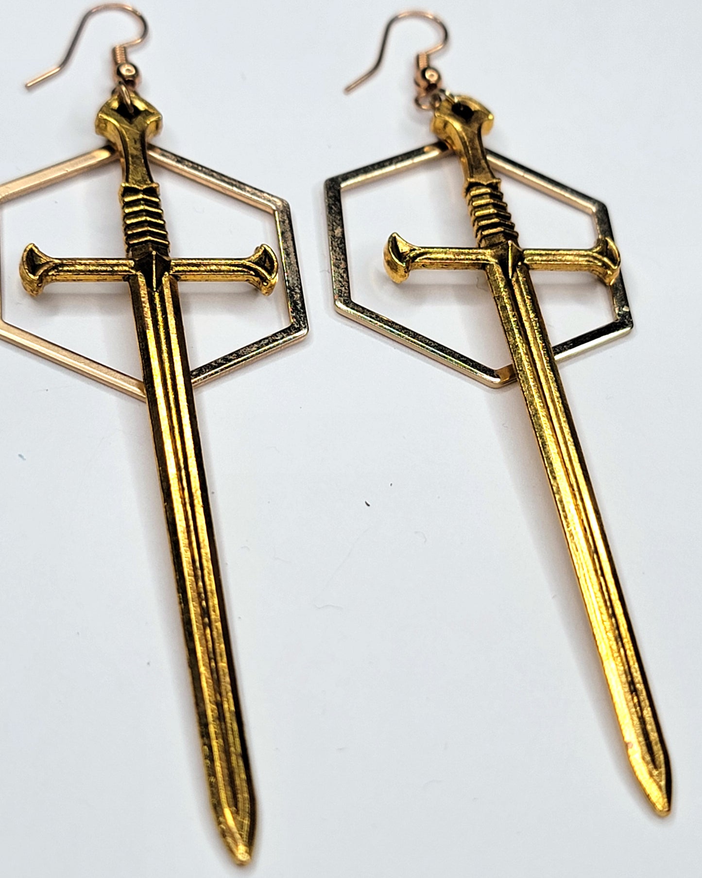 Gold Swords Earrings | Handmade Dice Jewelry |