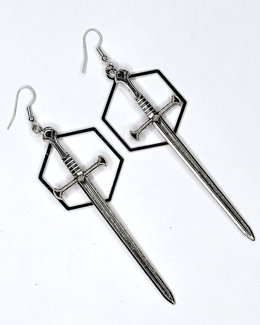 Silver Swords Earrings | Handmade Dice Jewelry |
