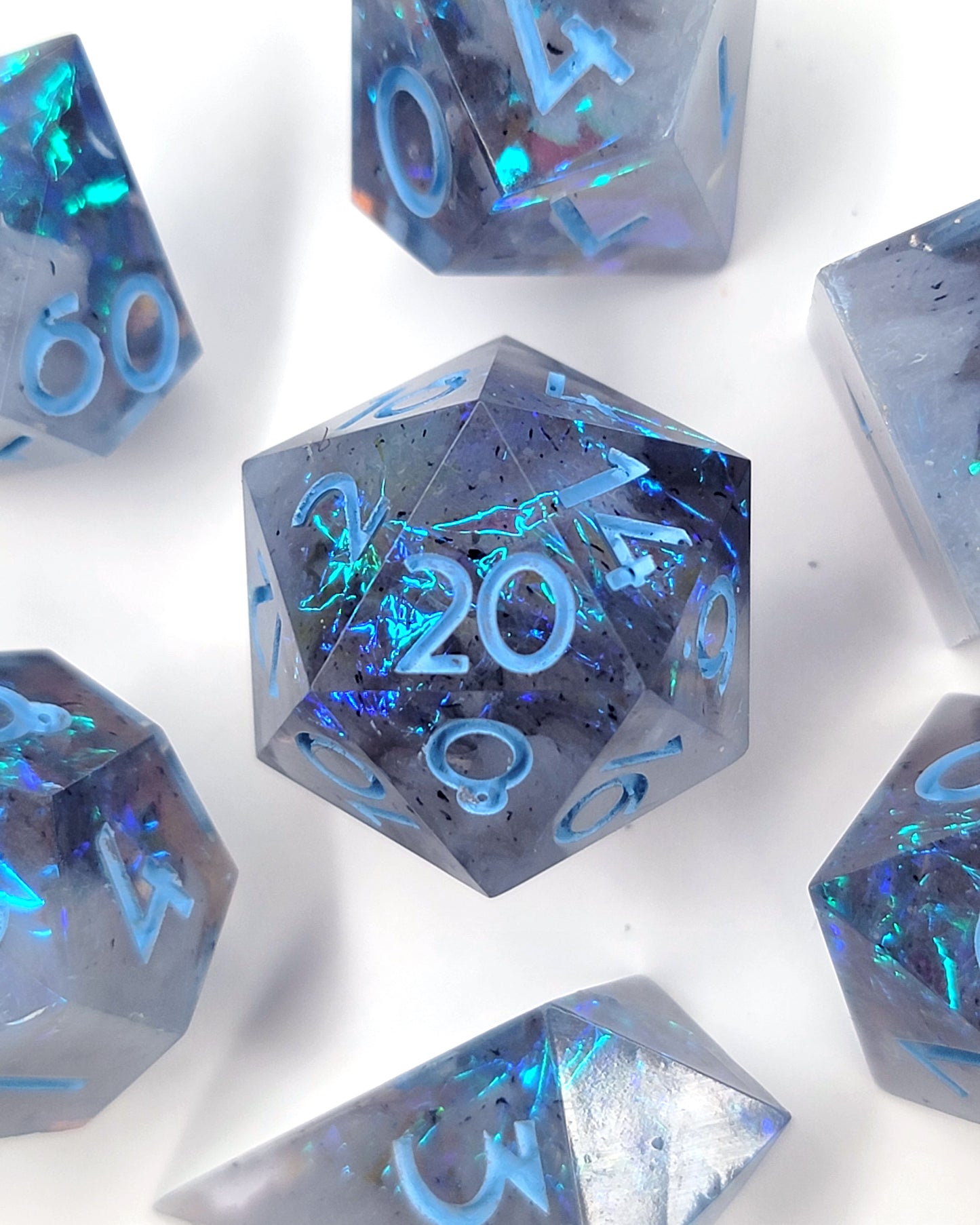 Lighting Storm - 7 Piece handmade D&D Dice| Hand Crafted Dungeons and Dragons Dice