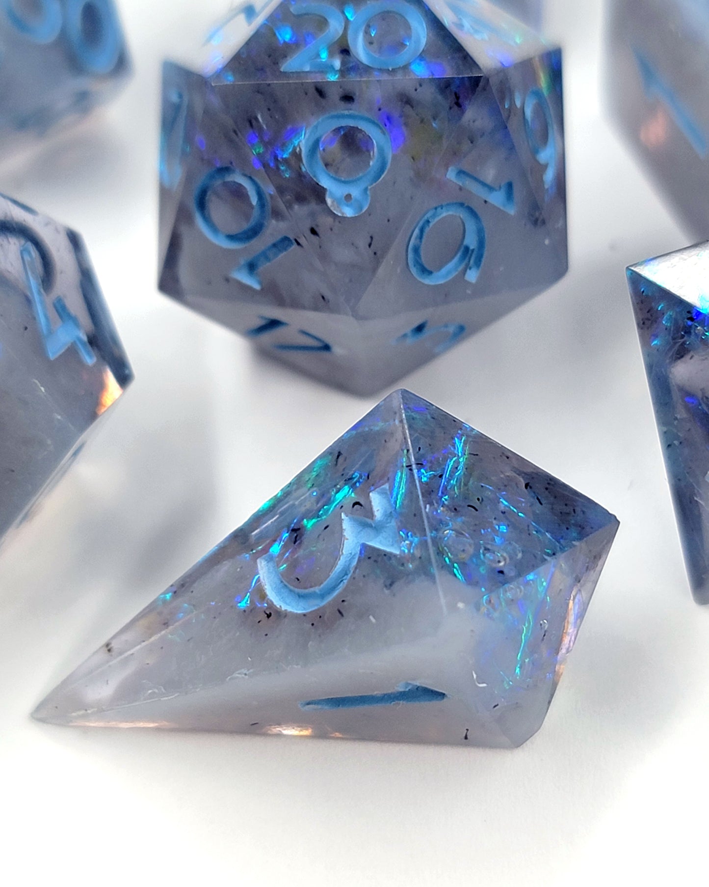 Lighting Storm - 7 Piece handmade D&D Dice| Hand Crafted Dungeons and Dragons Dice