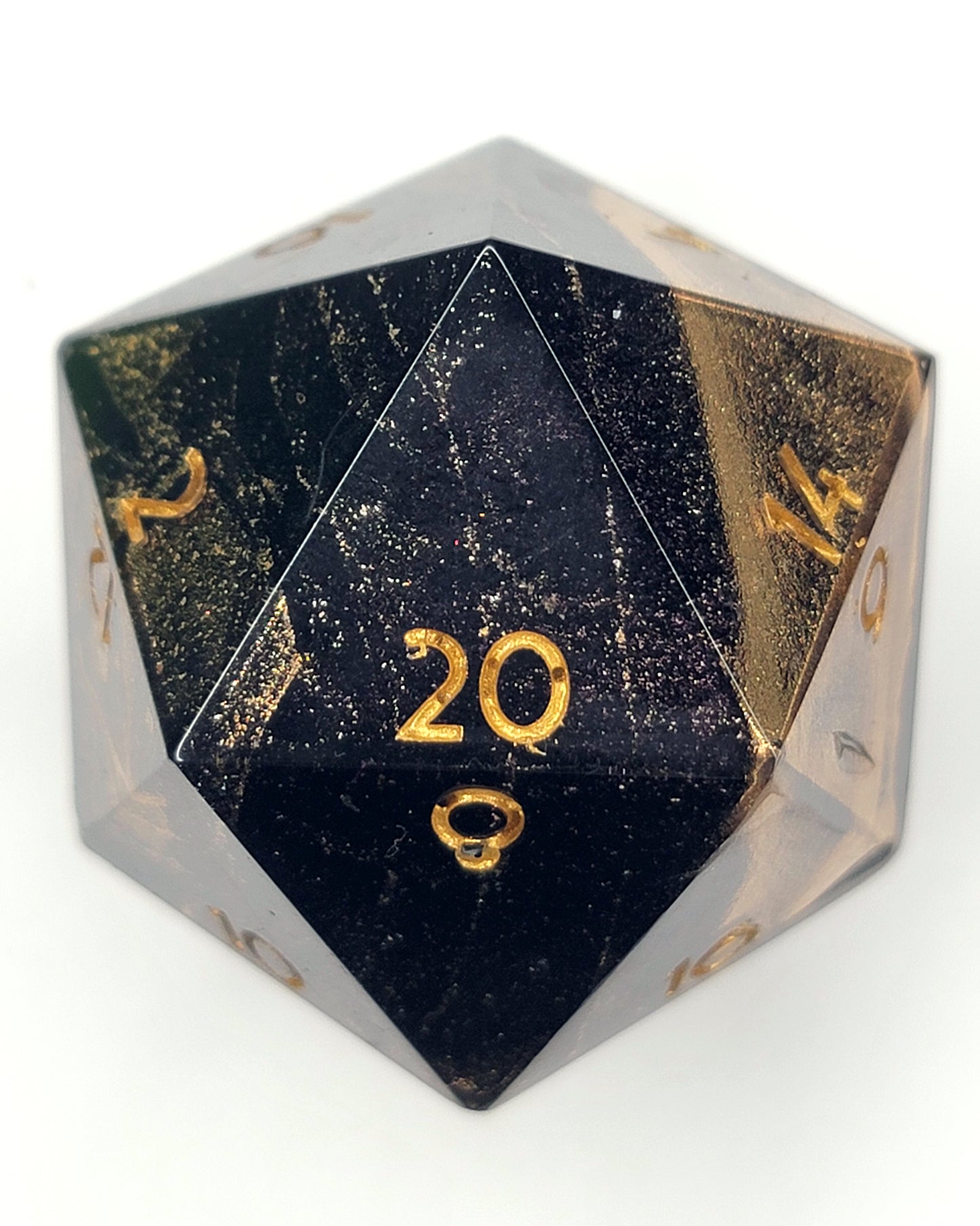 Gold Ore l 40mm Chonk -1 D20 | Handmade Dice | Hand Crafted Dungeons and Dragons Dice
