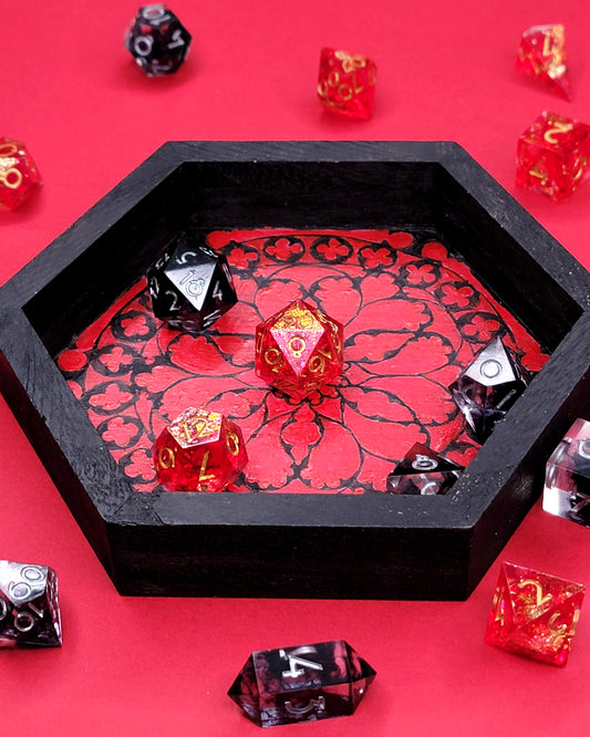 Gothic Rose - Hand-painted dice tray and wall art | Gothic wall art | Gothic Window | Hangable Dice Tray