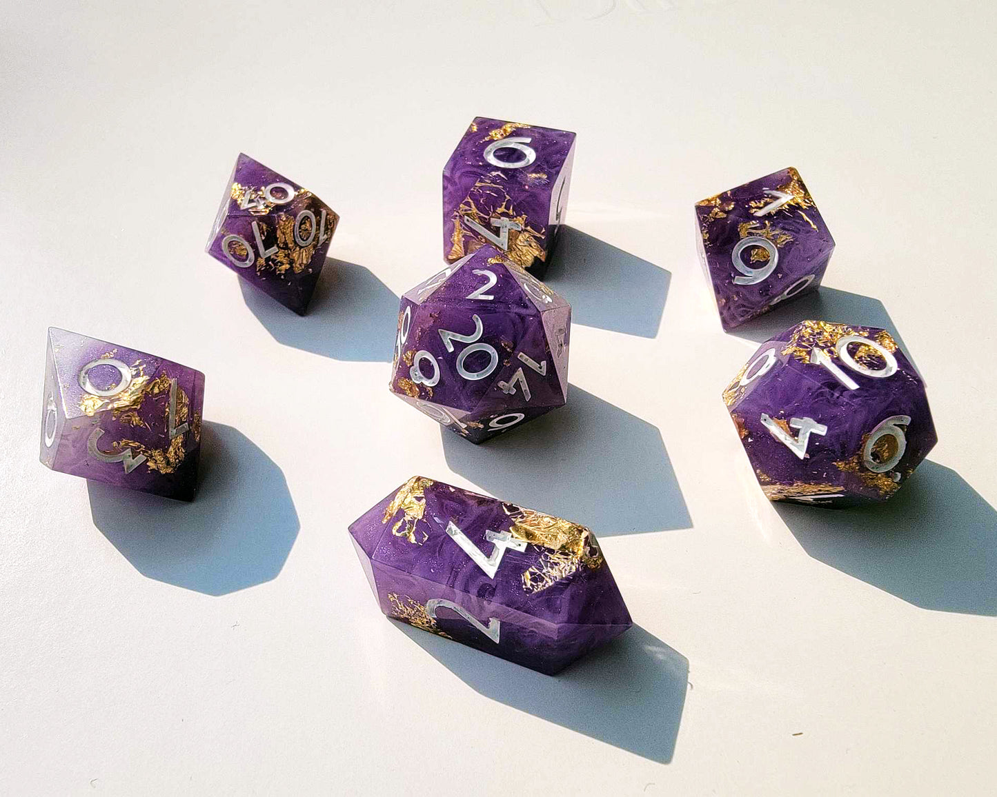 Amethyst  Dream - 7 Piece handmade D&D Dice| Hand Crafted Dungeons and Dragons Dice