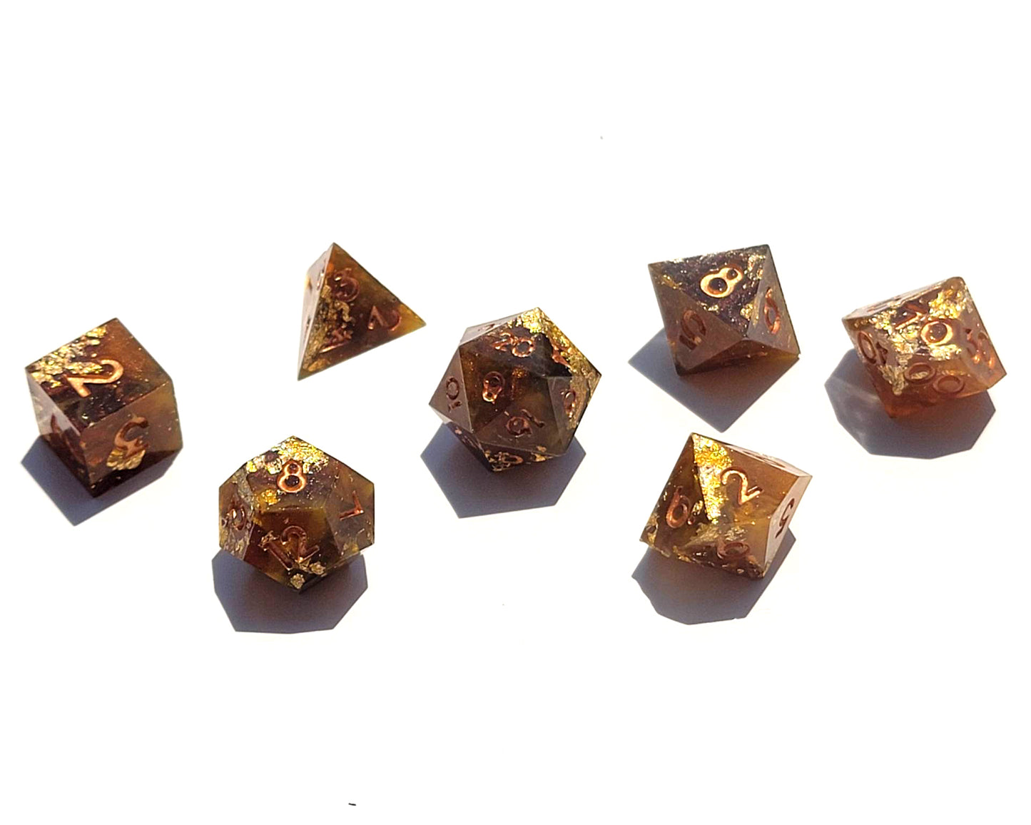 Molten Copper - 7 Piece handmade D&D Dice| Hand Crafted Dungeons and Dragons Dice