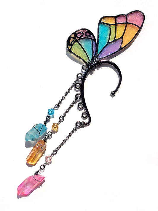 Rainbow Wing- Ear Cuff | Handmade Dice Jewelry