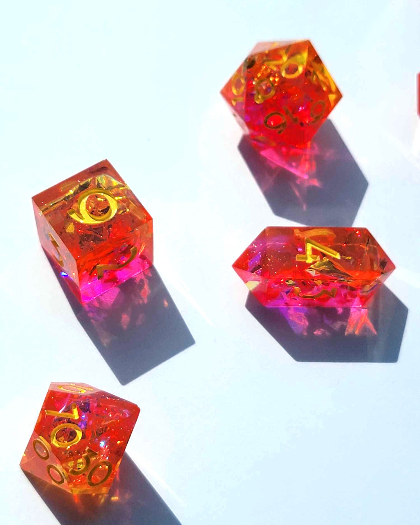 Sunset Kissed -  7 Piece handmade D&D Dice| Hand Crafted Dungeons and Dragons Dice