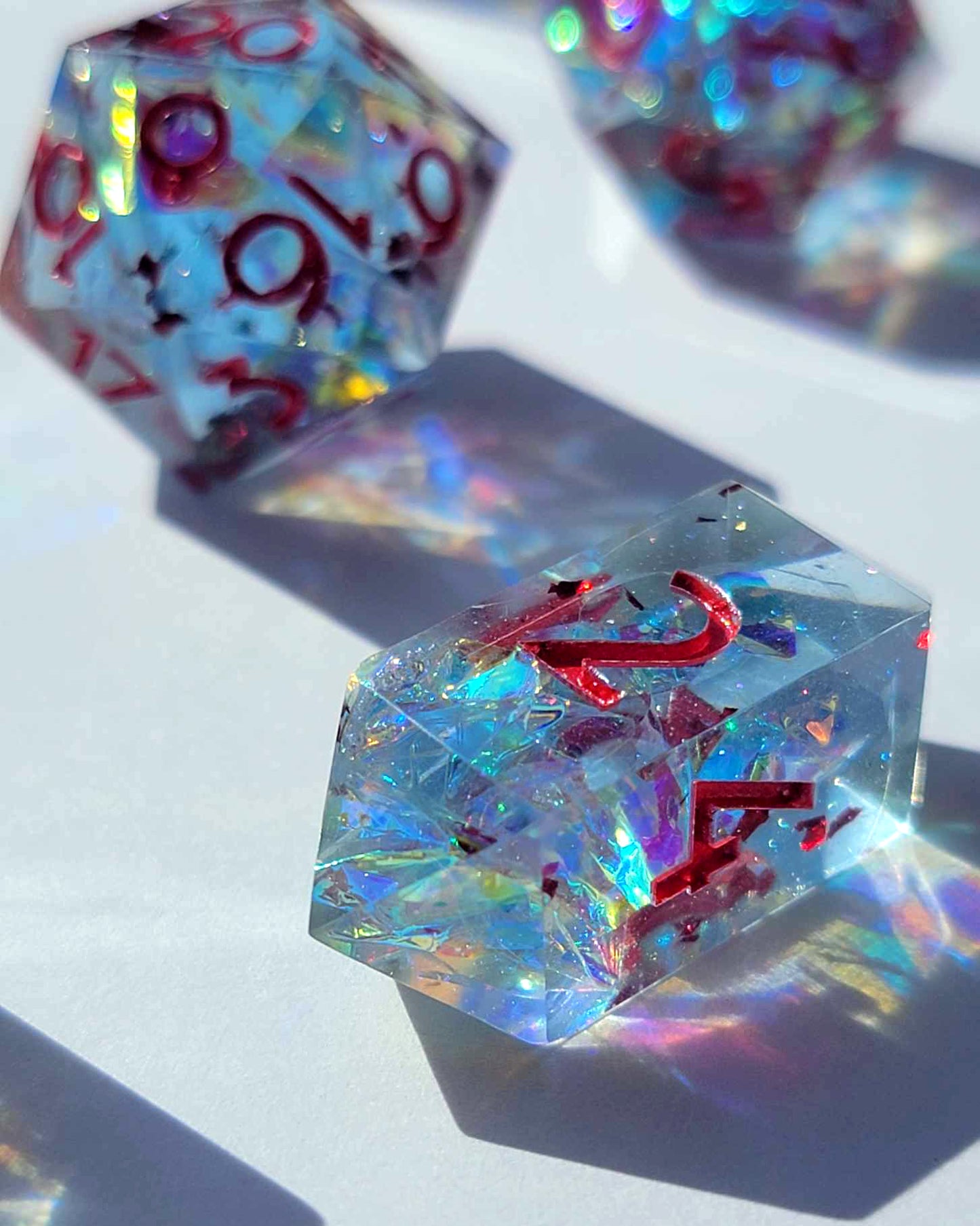 Blood in the Water -  7 Piece handmade D&D Dice| Hand Crafted Dungeons and Dragons Dice