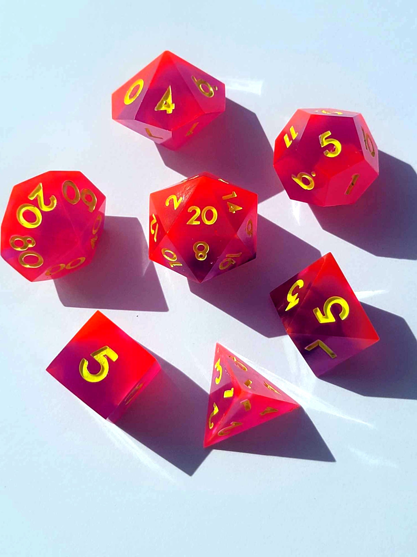 Neon Lights UV reactive - 7 Piece handmade D&D Dice| Hand Crafted Dungeons and Dragons Dice