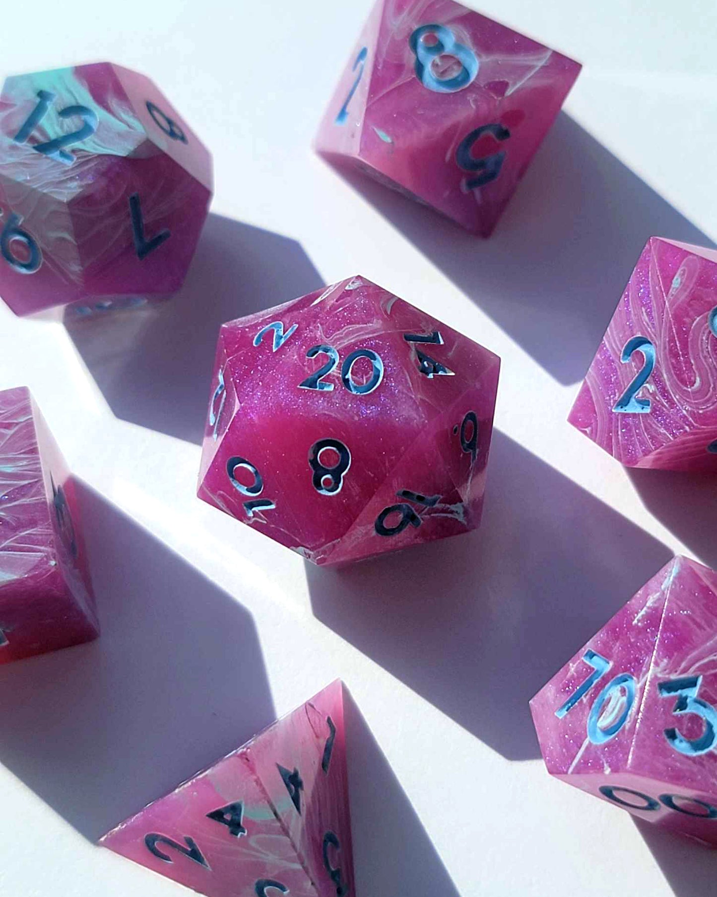 Bardic Dream - 7 Piece handmade D&D Dice| Hand Crafted Dungeons and Dragons Dice