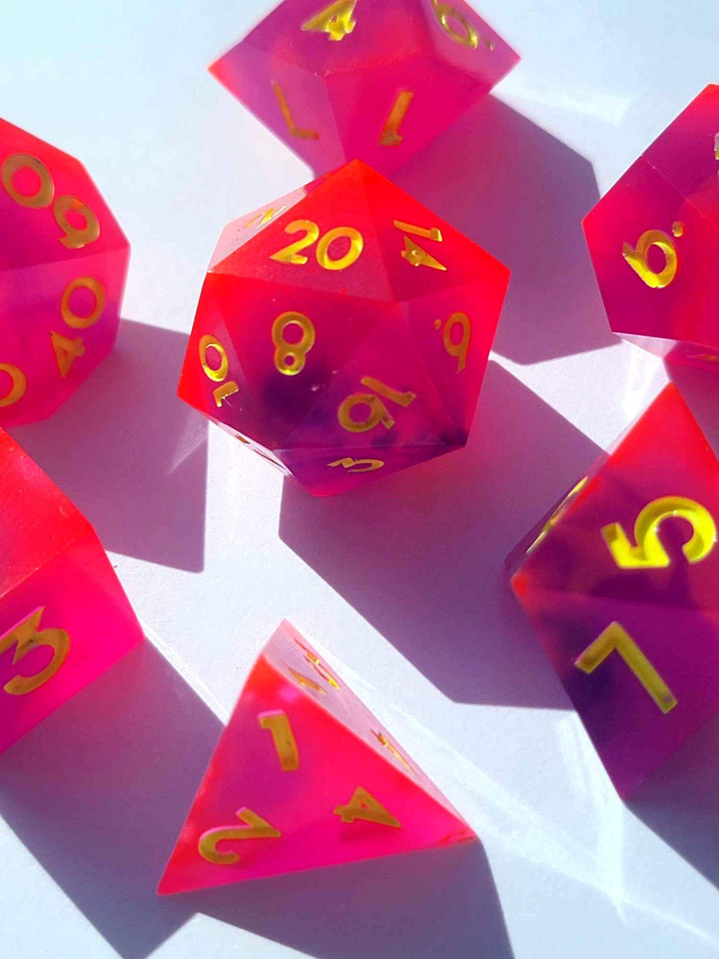 Neon Lights UV reactive - 7 Piece handmade D&D Dice| Hand Crafted Dungeons and Dragons Dice