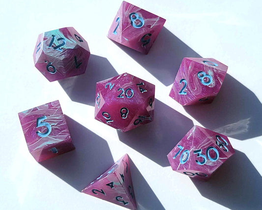 Bardic Dream - 7 Piece handmade D&D Dice| Hand Crafted Dungeons and Dragons Dice
