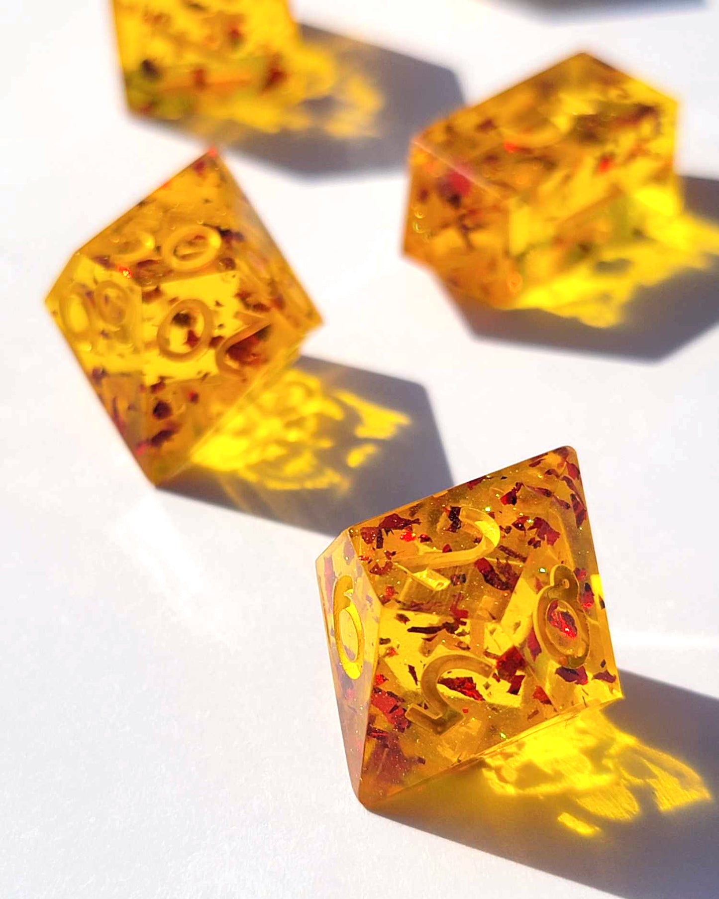 Ember Heart - 7 Piece handmade D&D Dice| Hand Crafted Dungeons and Dragons Dice