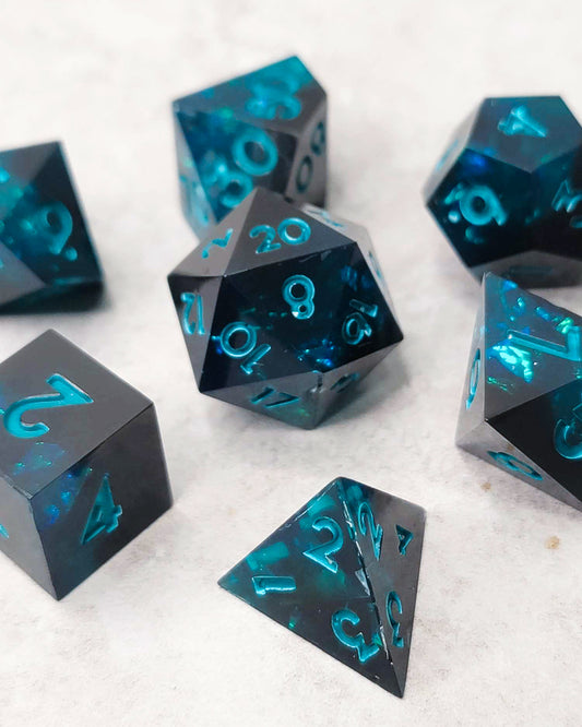 Into the Deep  - 7 Piece handmade D&D Dice| Hand Crafted Dungeons and Dragons Dice