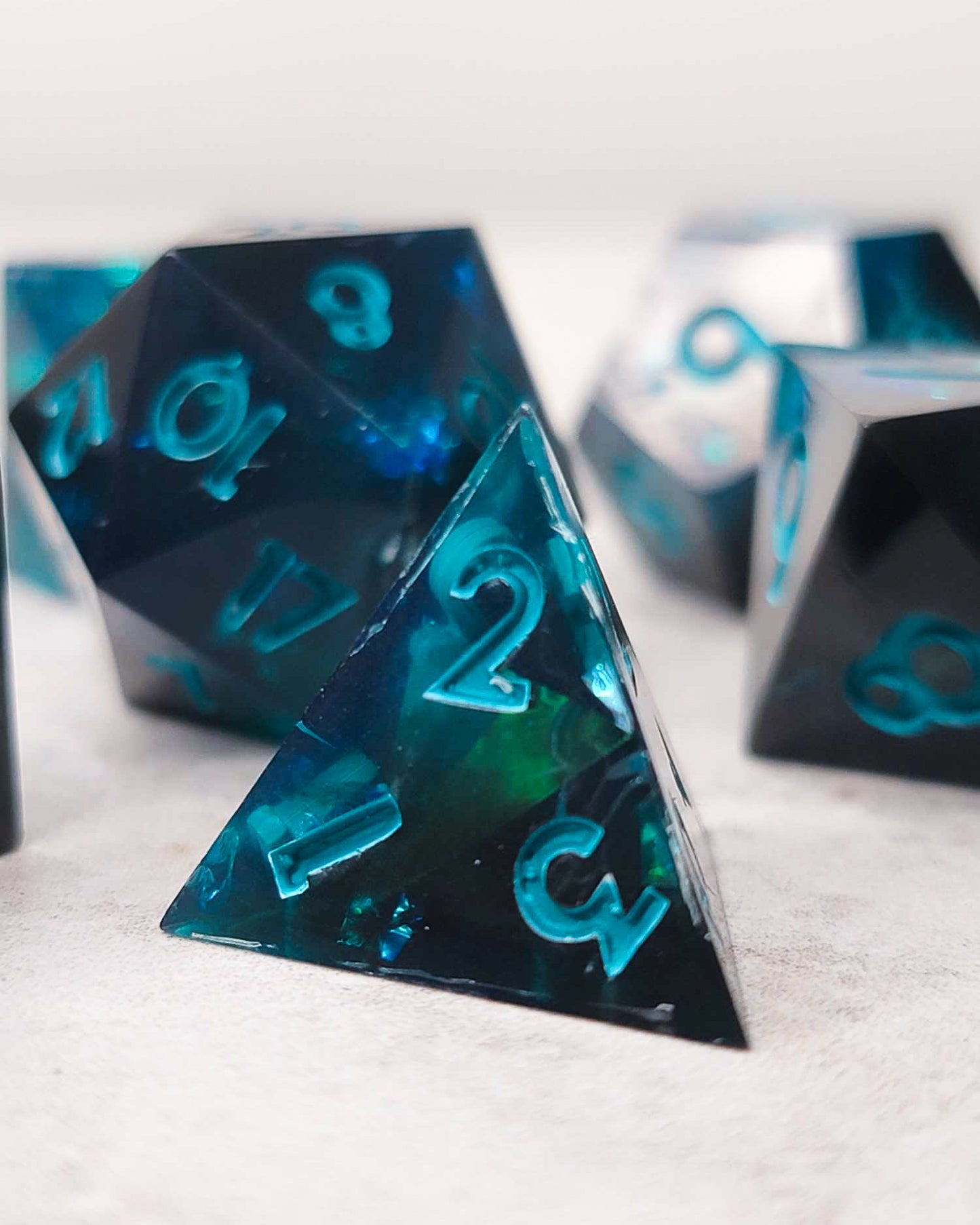 Into the Deep  - 7 Piece handmade D&D Dice| Hand Crafted Dungeons and Dragons Dice