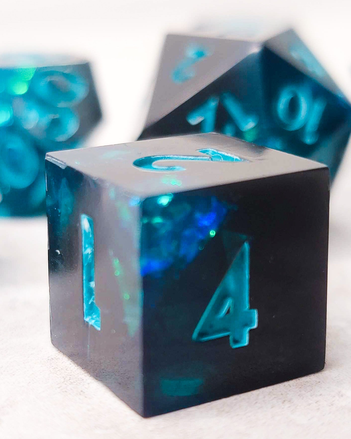 Into the Deep  - 7 Piece handmade D&D Dice| Hand Crafted Dungeons and Dragons Dice