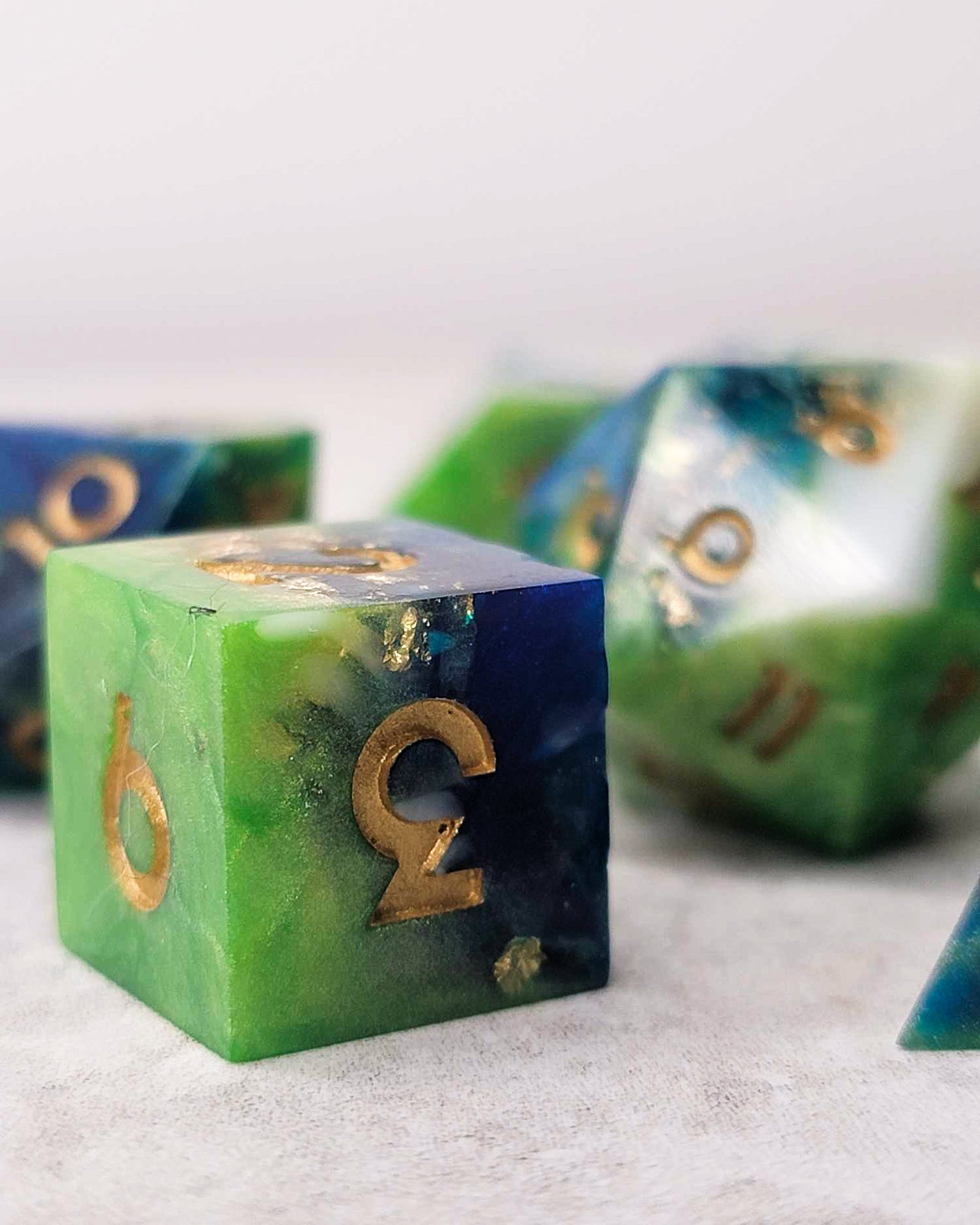 Circle of Land - 7 Piece handmade D&D Dice| Hand Crafted Dungeons and Dragons Dice