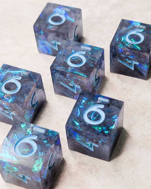 Storm Light - 6  D6 Piece handmade D&D Dice| Hand Crafted Dungeons and Dragons Dice