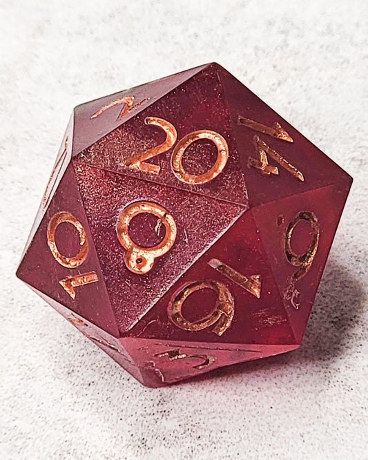 Copper Garnet -1 D20 | Handmade Dice | Hand Crafted Dungeons and Dragons Dice