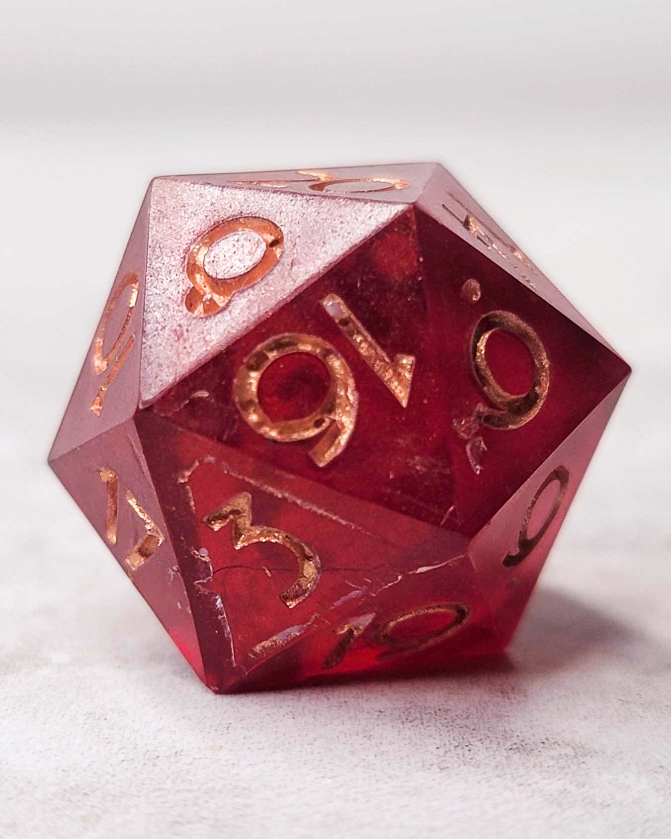 Copper Garnet -1 D20 | Handmade Dice | Hand Crafted Dungeons and Dragons Dice