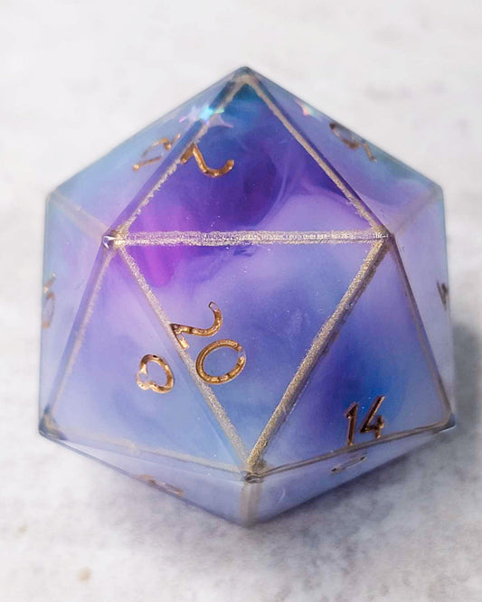 Dance of stars l 40mm Chonk -1 D20 | Handmade Dice | Hand Crafted Dungeons and Dragons Dice