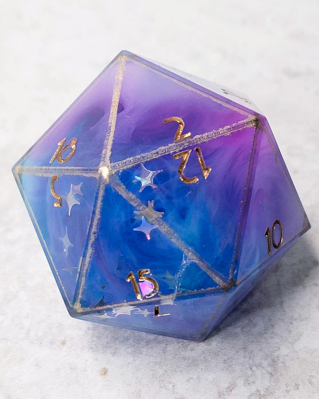 Dance of stars l 40mm Chonk -1 D20 | Handmade Dice | Hand Crafted Dungeons and Dragons Dice