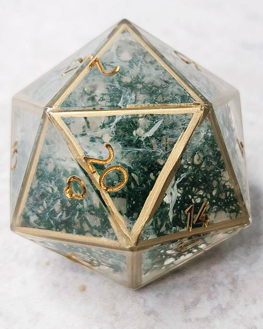 Mist in the Grove l 40mm Chonk -1 D20 | Handmade Dice | Hand Crafted Dungeons and Dragons Dice