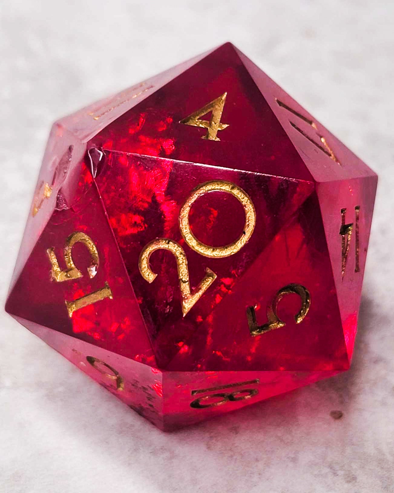 B Grade Garnet eye l 40mm Chonk -1 D20 | Handmade Dice | Hand Crafted Dungeons and Dragons Dice