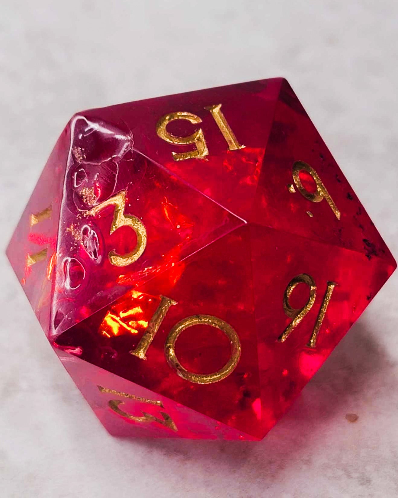 B Grade Garnet eye l 40mm Chonk -1 D20 | Handmade Dice | Hand Crafted Dungeons and Dragons Dice