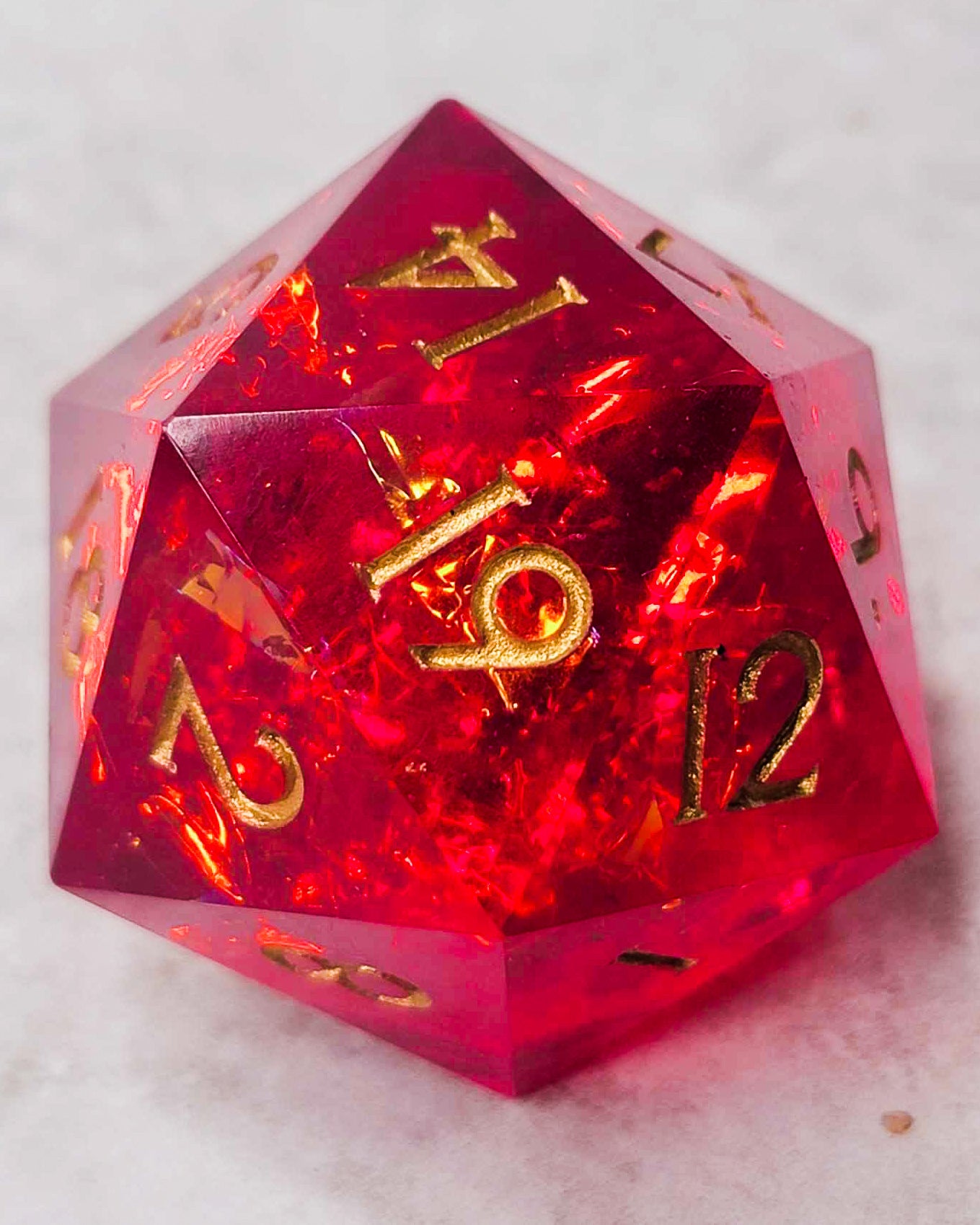 B Grade Garnet eye l 40mm Chonk -1 D20 | Handmade Dice | Hand Crafted Dungeons and Dragons Dice