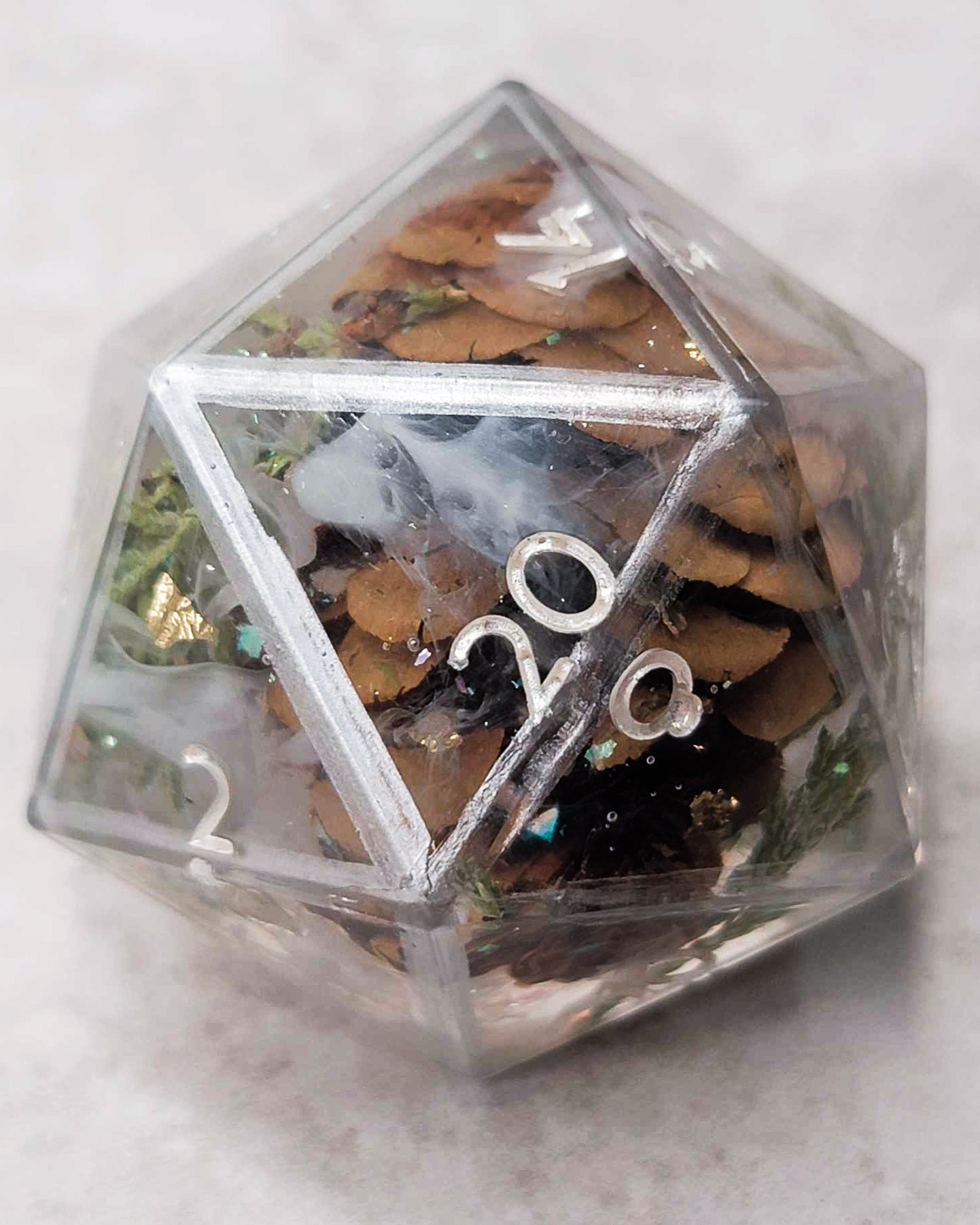 Winter Grove l 40mm Chonk -1 D20 | Handmade Dice | Hand Crafted Dungeons and Dragons Dice