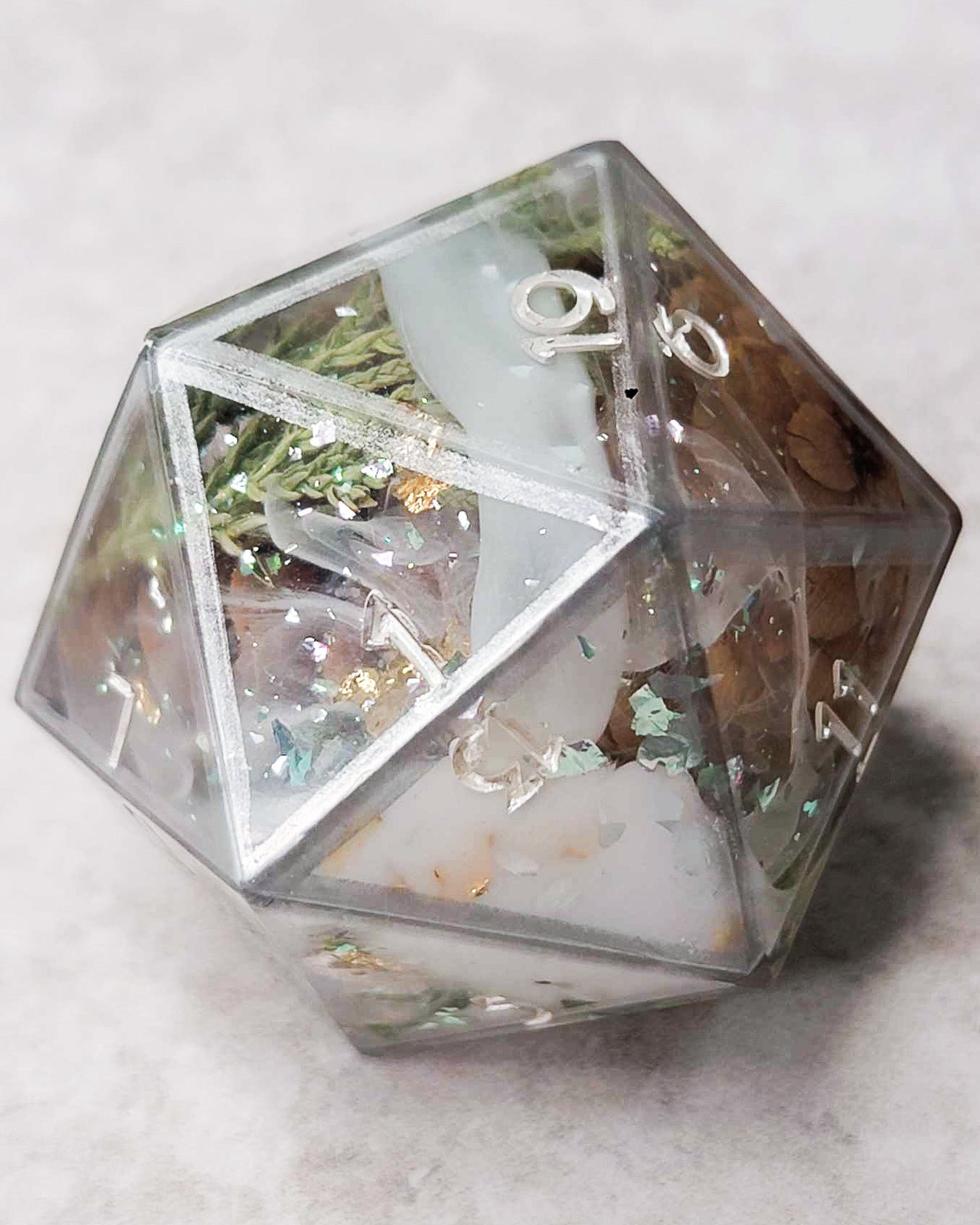 Winter Grove l 40mm Chonk -1 D20 | Handmade Dice | Hand Crafted Dungeons and Dragons Dice