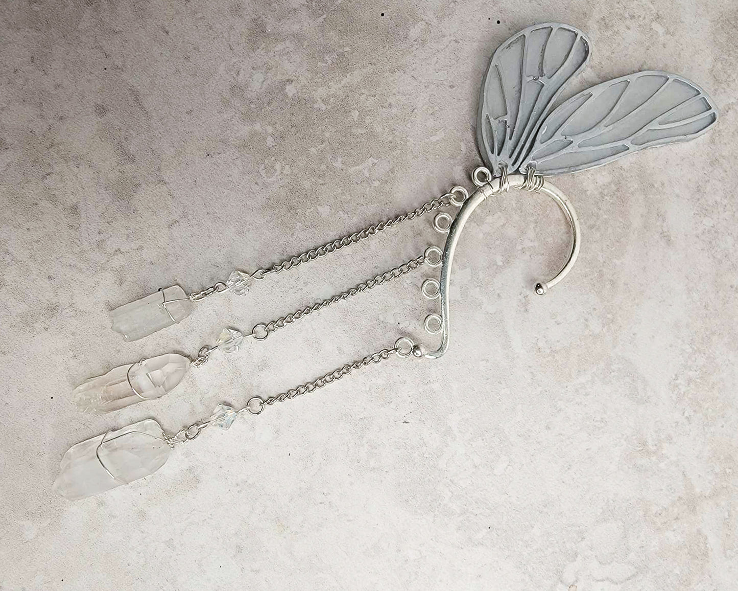 Silver Fairy Wing - Ear Cuff | Handmade Dice Jewelry