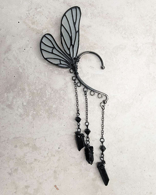 Black Fairy Wing - Ear Cuff | Handmade Dice Jewelry