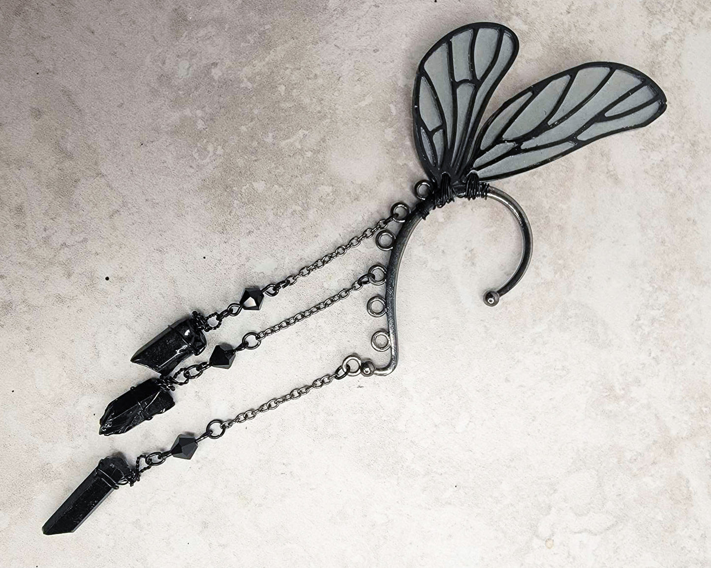 Black Fairy Wing - Ear Cuff | Handmade Dice Jewelry