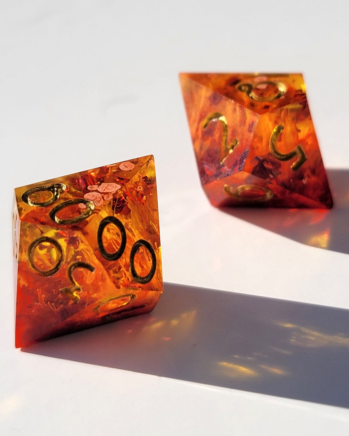 Fire Ball - 7 Piece handmade D&D Dice| Hand Crafted Dungeons and Dragons Dice