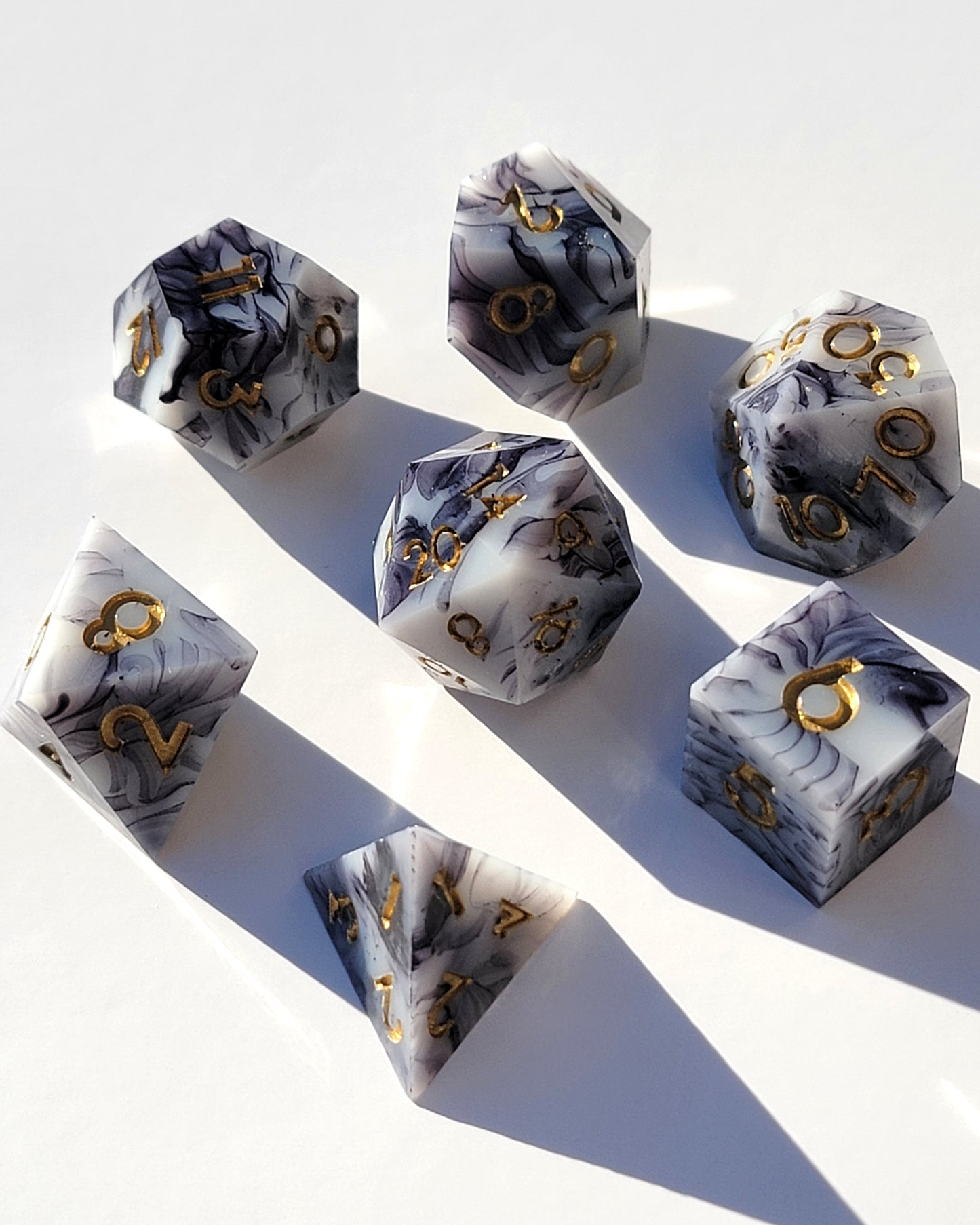 Granit Tomb- 7 Piece handmade D&D Dice| Hand Crafted Dungeons and Dragons Dice