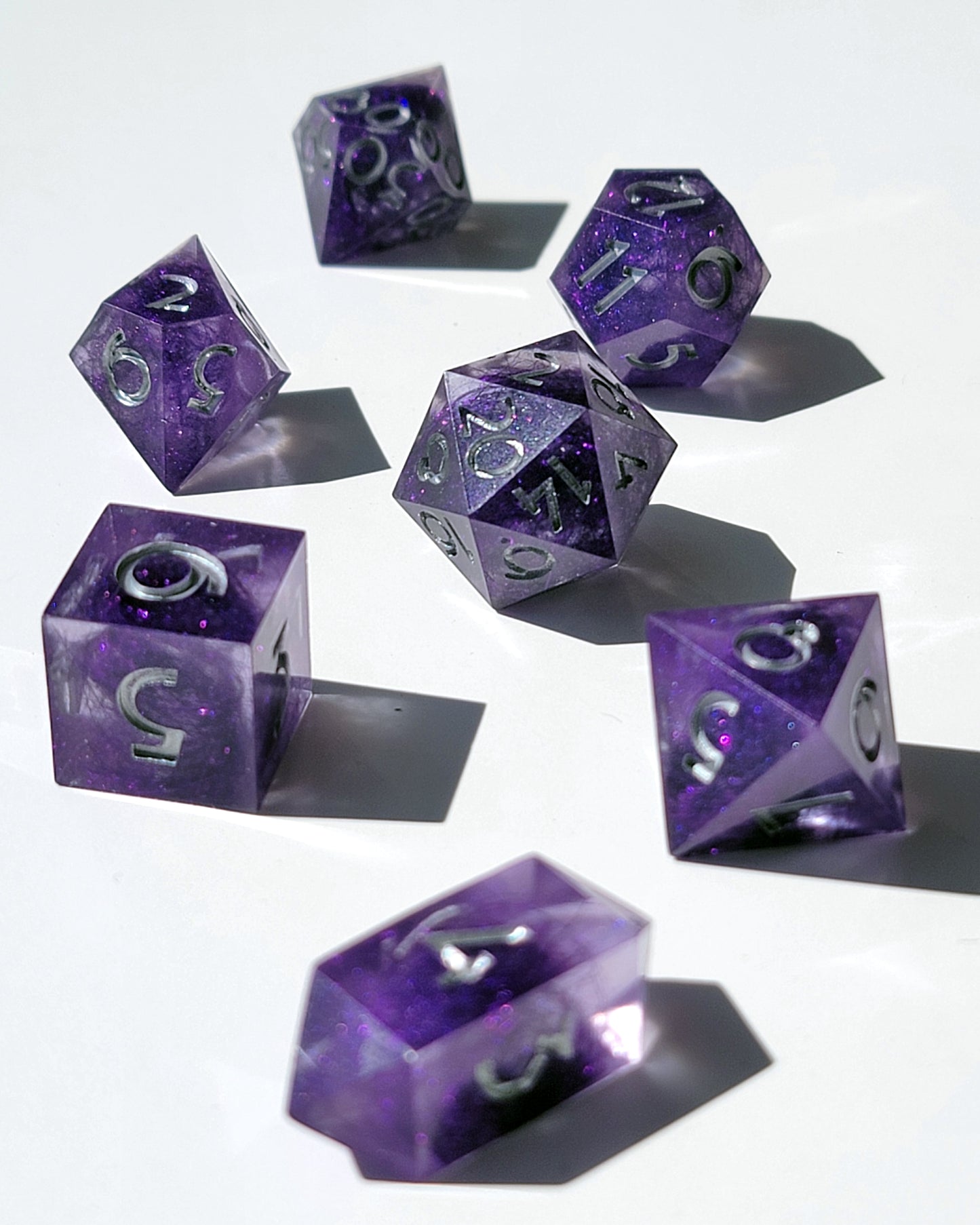 Dunamancy Strings- 7 Piece handmade D&D Dice| Hand Crafted Dungeons and Dragons Dice