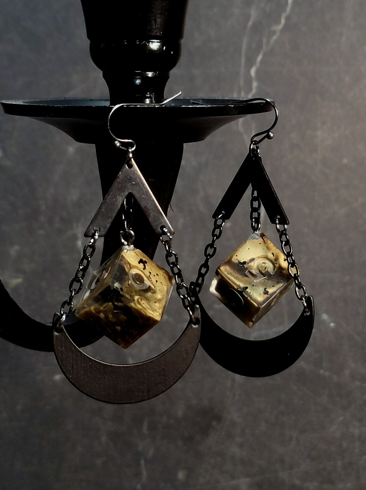 Corrupted Gold- D6 Dice Earrings | Handmade Dice Jewelry |