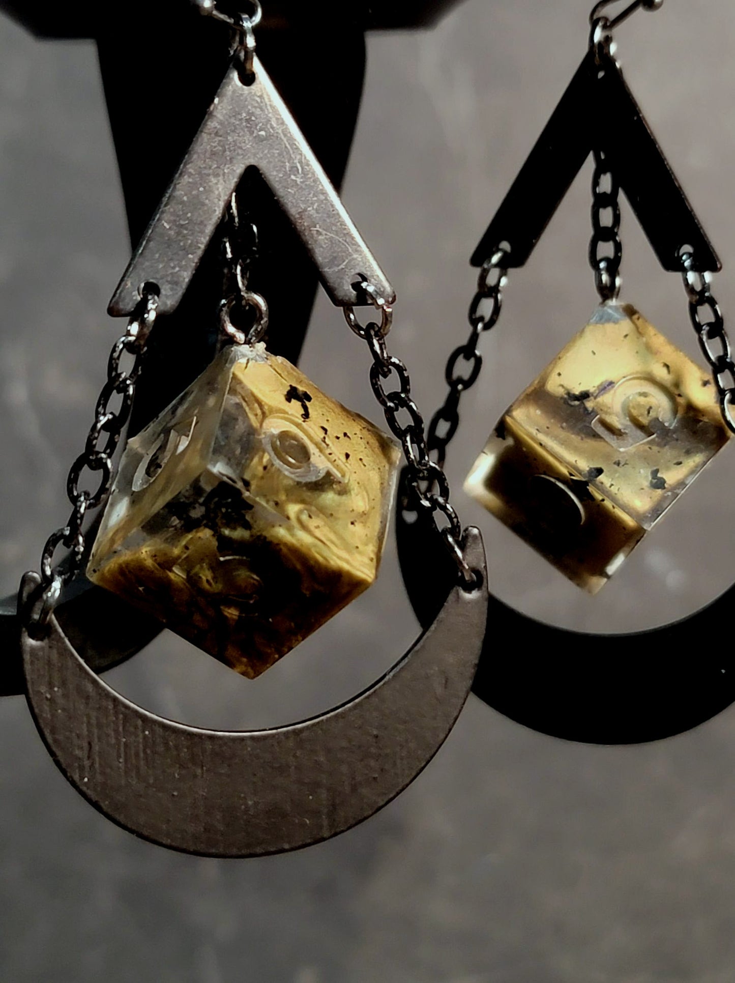Corrupted Gold- D6 Dice Earrings | Handmade Dice Jewelry |